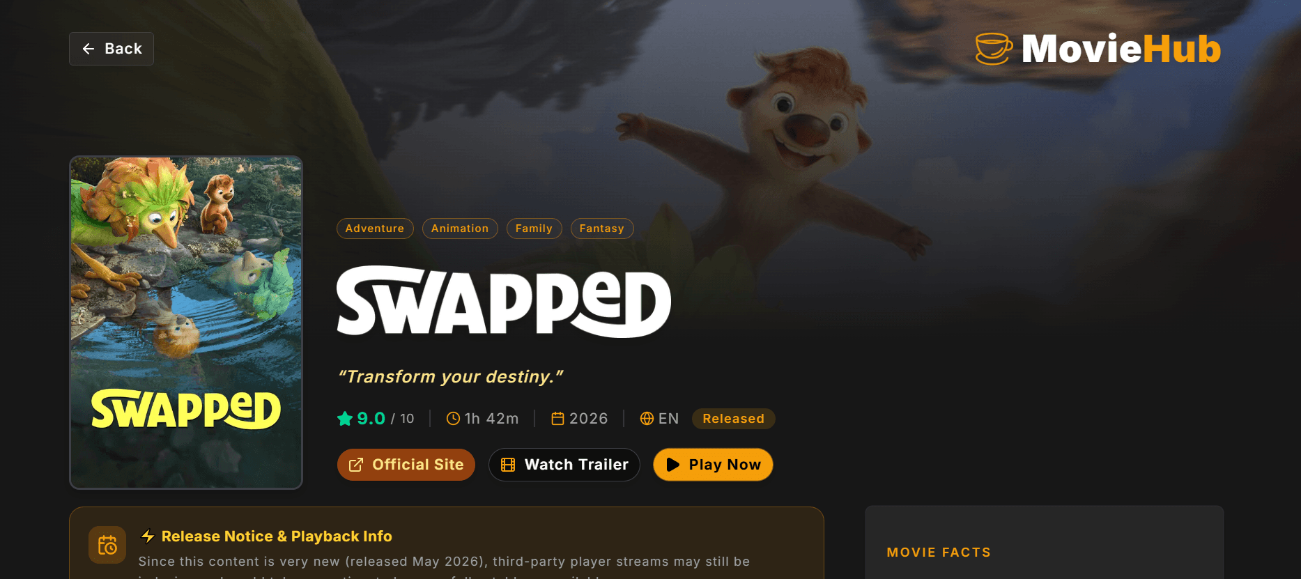Movie details page