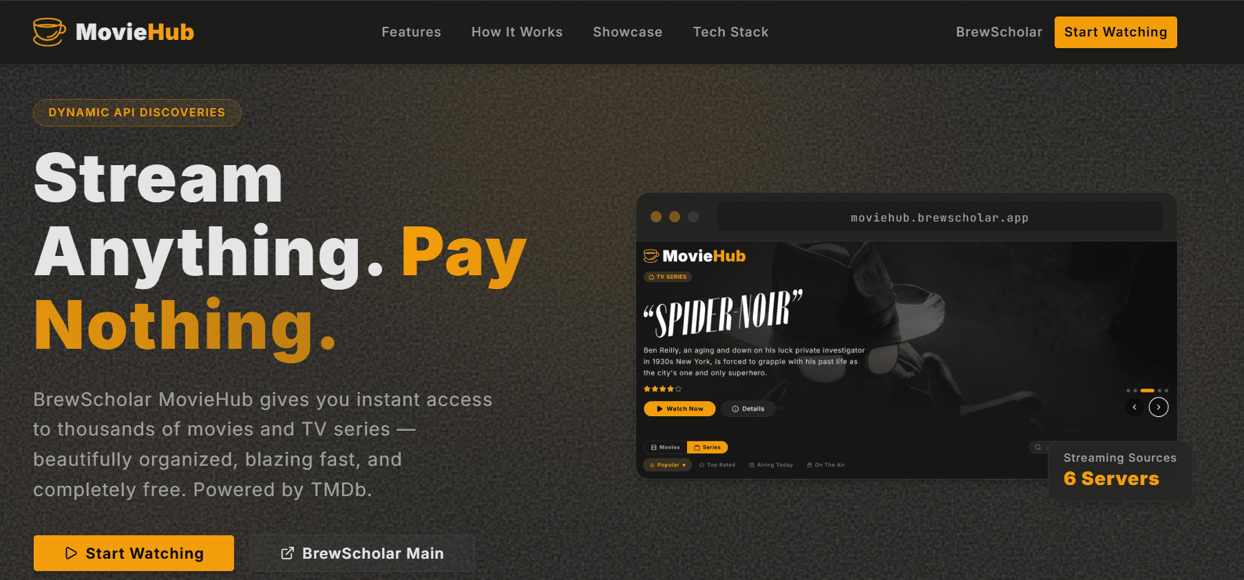 MovieHub landing page